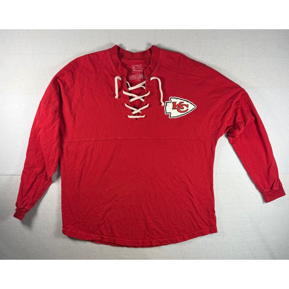 Fanatics NFL Kansas City Chiefs Lace Up Spirit Jersey Red Long Sleeve Large